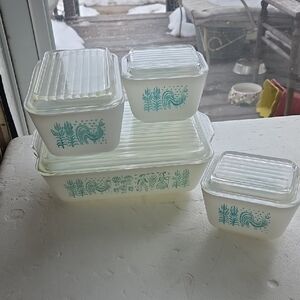 Vintage Glass Kitchen Storage Set Pyrex Amish Butterprint Complete